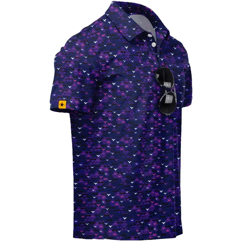 ZITY Men's Golf Shirts Short Sleeve Moisture Wicking Performance Print Patterns Casual Collared Golf Polo Shirt for Men Breathable Casual Classic Day Fabric Golf Menswear Outdoor Print