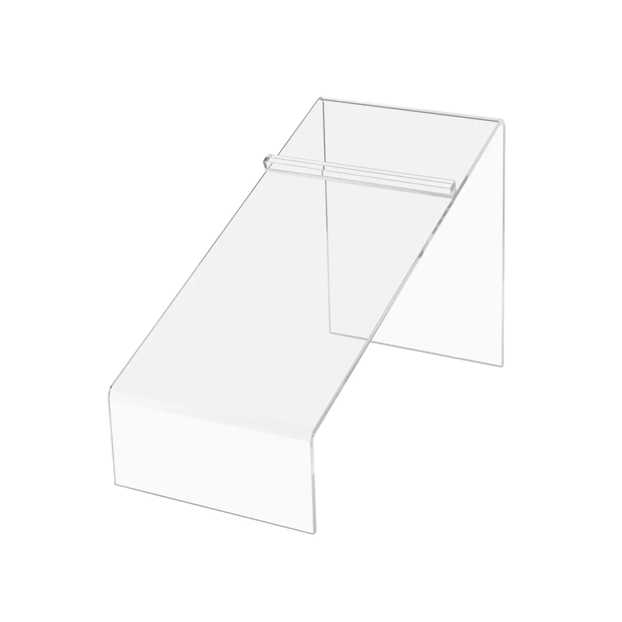 Slanted Acrylic Shoe Display Stand Clear Premium Lucite 4" Wide by 5" High Footwear Showcase Riser with Heel Stop for Retail Shops and Clothing Stores by 321 Plastics