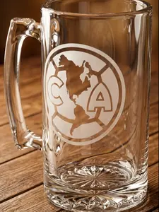 "Americas" Inspired Soccer Etched Glass Beer Mug Drinkware