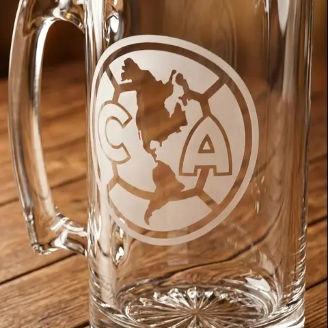 "Americas" Inspired Soccer Etched Glass Beer Mug Drinkware