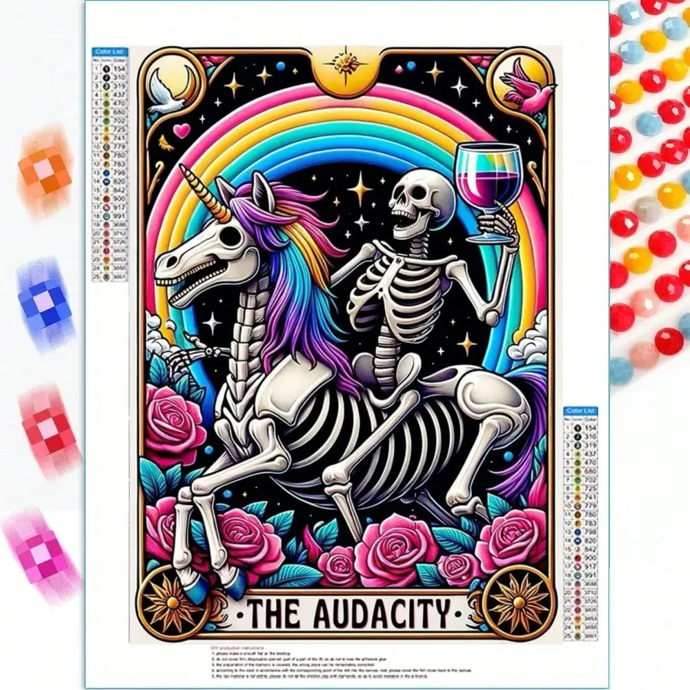Skull Diamond Art Kits For Adults, Tarot Card Diamond Painting For Beginners, DIY Full Rhinestone 5D Gothic Design Diamond Pattern Design Diamond Painting Kits (Gemstone Craft), Home Wall Decoration, Diy Crafting Kit, Home Decor Focus, Handmade Gifts