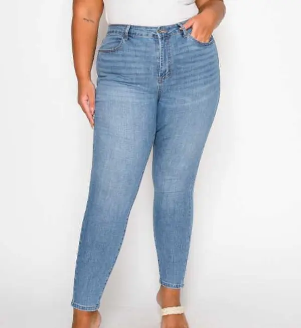 Stxxno Women's Light Blue Elastane Stretchy High-Waist Slim-Fit Ankle-Length Pants - Low Iron, Business Casual, Engineered Business Class Trousers for Daily Commute, Office Wear
