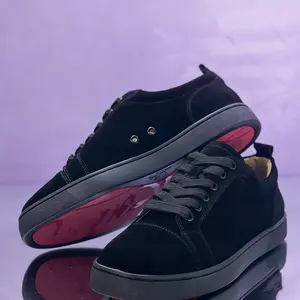 Men's fashionable black high-end suede personalized lace-up low-top leather shoes for couples