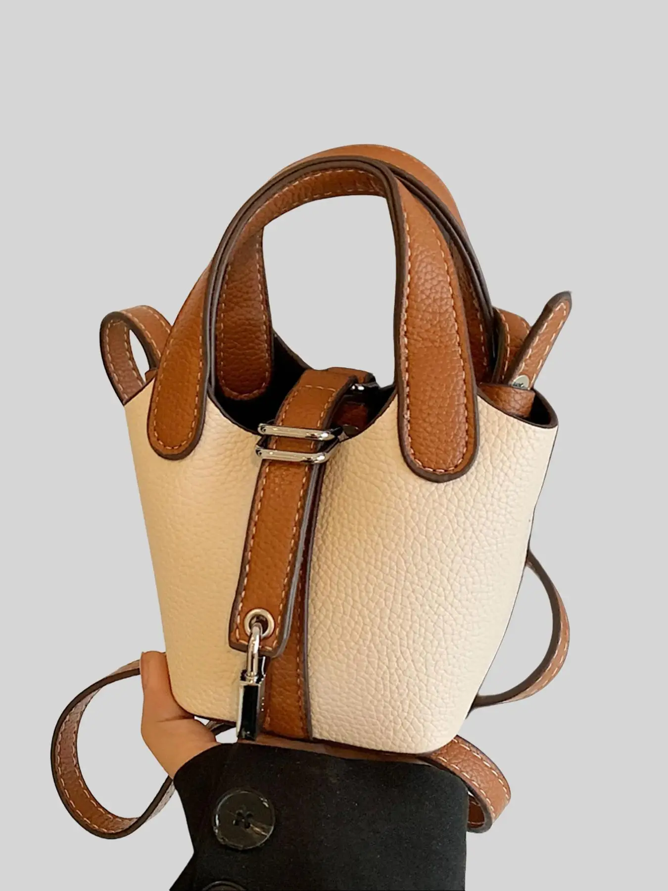 Women's Elegant Colorblock Handbag, Fashionable Contrasting Handbag, Casual Simple Adjustable Shoulder Bag for Work, Commuting, Daily Outing, Mother's