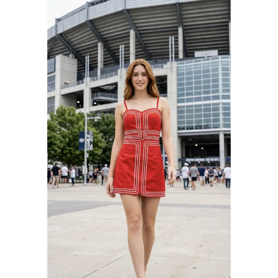"GLORY GLORY" RED AND SILVER MINI DRESS