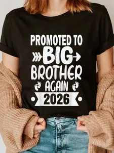 100% Cotton Unisex Promoted To Big Brother Again 2026 shirt Funny Big Brother T-Shirt Vingate Printed Casual Round Neck T shirt