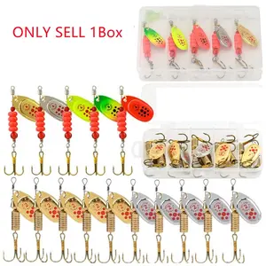 Fishing Lure with Box, 5/10pcs Artificial Fishing Lure Set Rotating Spoon Metal Bait Fishing Lure, Sequins Crankbait Spoon Baits for Bass Trout Perch Pike Fishing Equipment