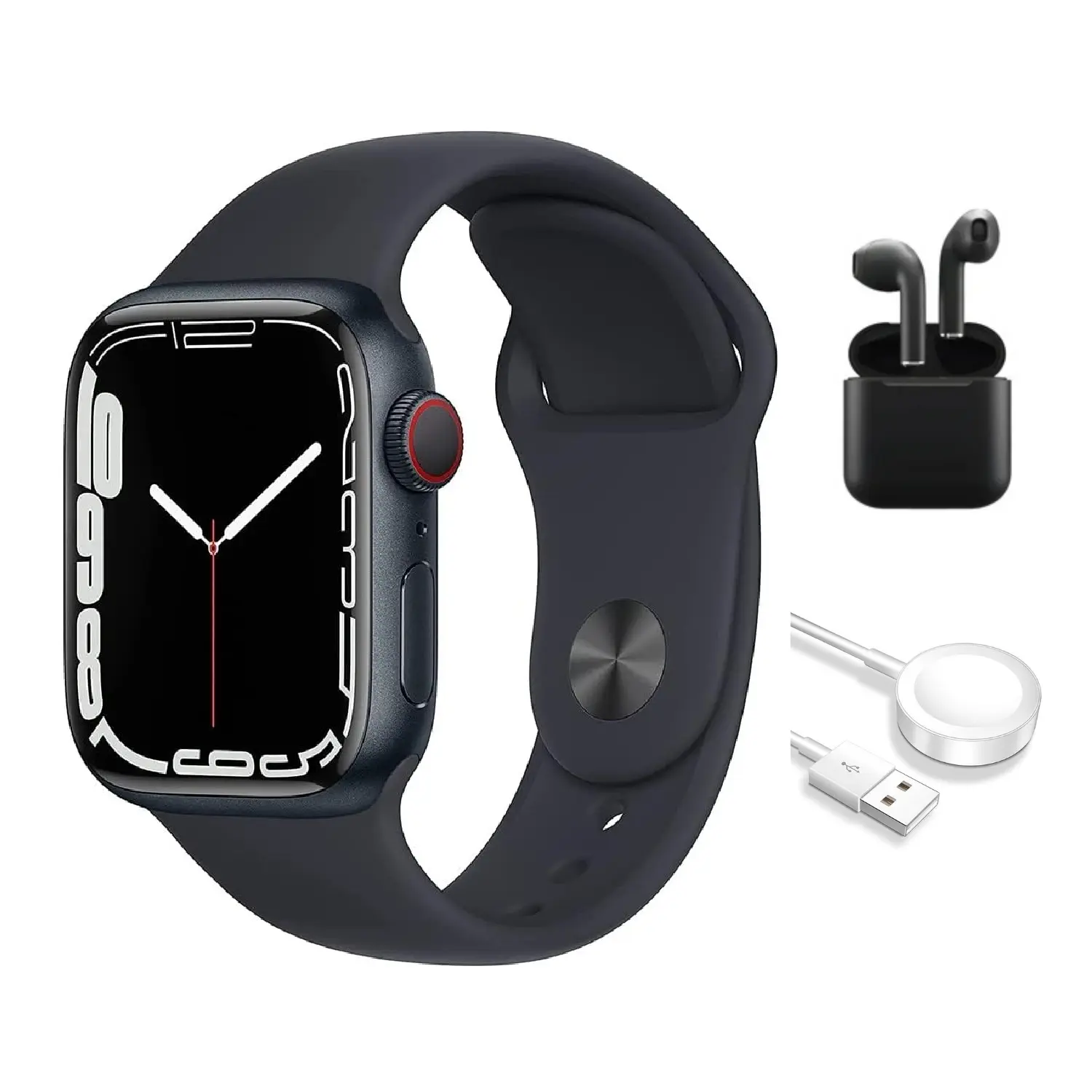 Refurbished Apple Watch Series 7 Aluminum (GPS Only, No Cellular) Excellent Condition with Wireless Earbuds & 1 Year Warranty