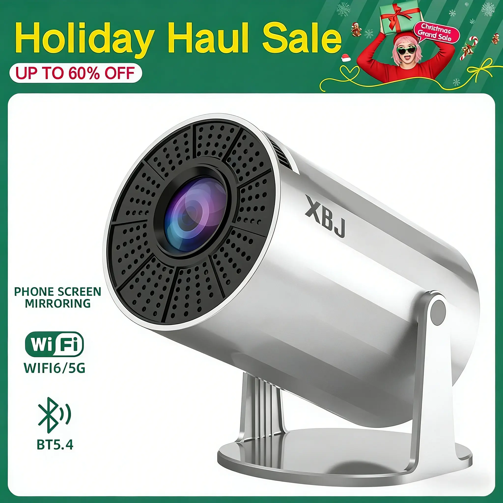 Diamond-shaped wireless projector - Grey