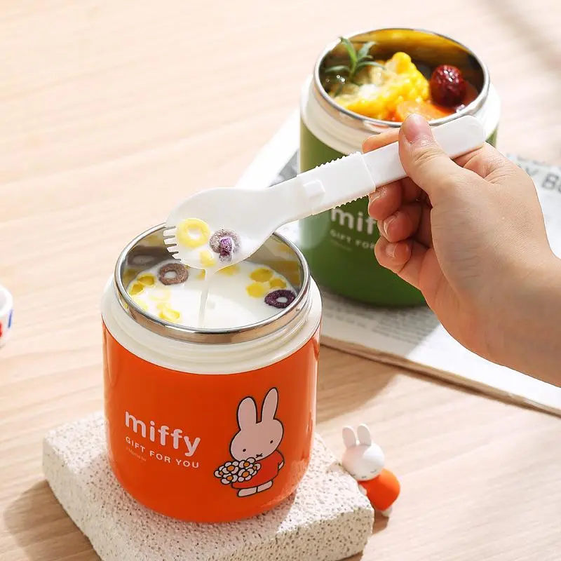 kawaii  304 Stainless Steel Thermal Soup Cup Cute Bunny Vacuum Insulated & Leak-Proof Portable Breakfast Mug BPA Free​