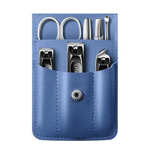 Portable Manicure Set with Colorful Leather Cover, 7 Counts/set Stainless Steel Pedicure Tool, Personal Care Tools for Home & Travel