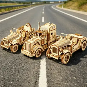 3D Vintage Vehicle Wooden Puzzle DIY Kit, Assemble Model Blocks, Educational Toy for Kids and Adults, Perfect Gift for Family Fun, Wood Puzzles
