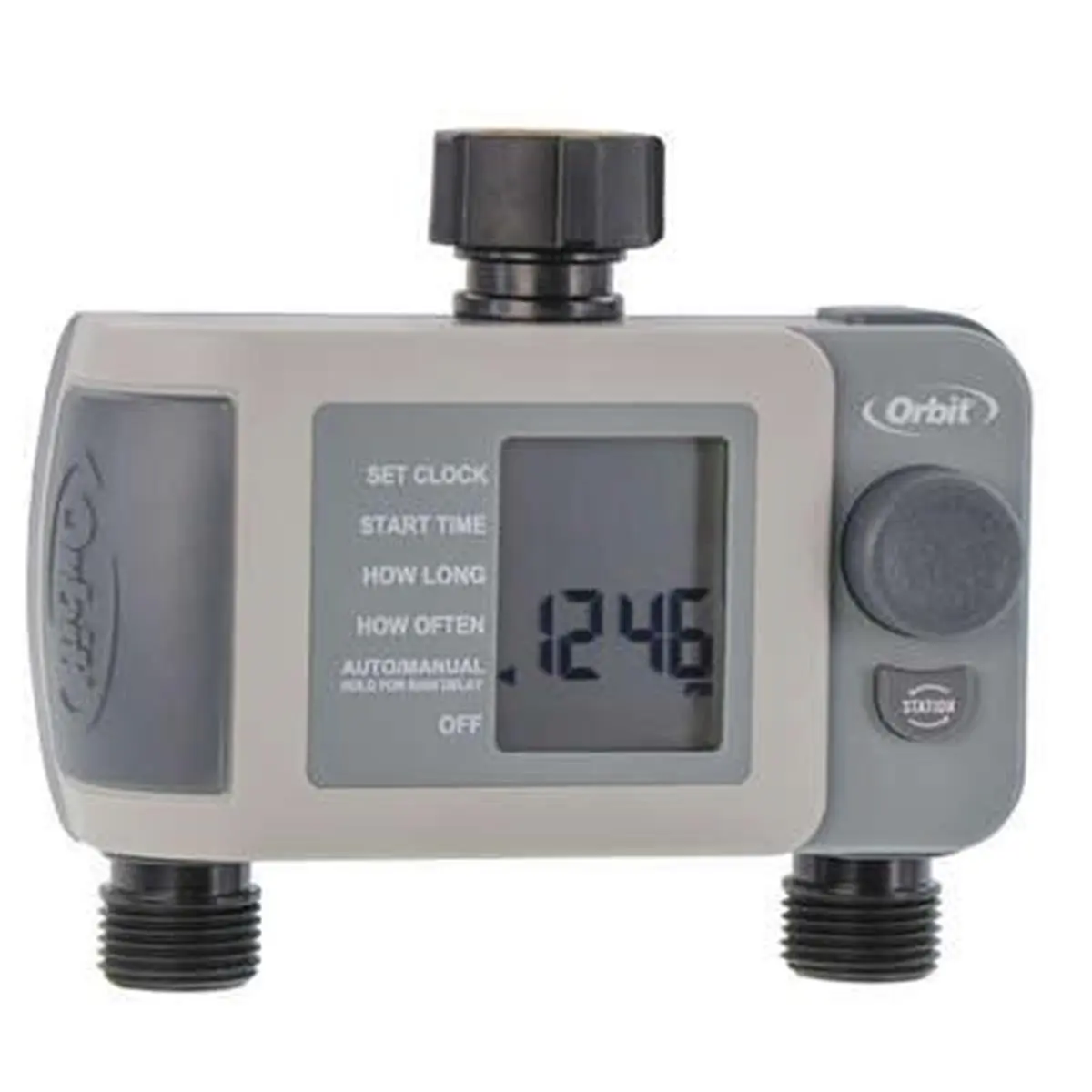 Orbit Irrigation 58910 High-Quality Materials Digital Programmable 2-Outlet Garden Water Timer, Water-Resistant, Includes Batteries, Oversized Dial, 1-240 Min Setting, 24/48/72 Hr Rain Delay, Easy to Set