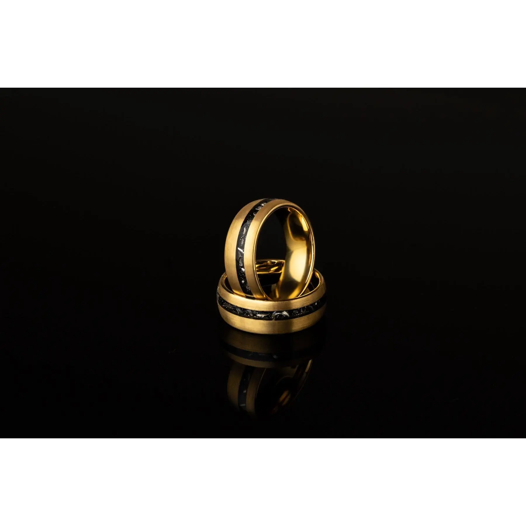 Golden Meteorite - Gold Meteorite Ring, Wedding Band for Men, 8mm Width