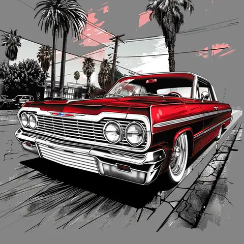 Lowrider 1 DTF Transfer - Vibrant Embossing Matte Premade Halftone Cold Peel Direct-to-Film Transfer Sheet, 22x60in Ready-to-Press Gang Sheet for DIY Craft Decor (300-310f°), Quick Shipping DIY Supplies