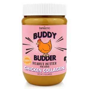 Bark Bistro Buddy Budder - Chicken Collagen Peanut Butter Treat for Dogs 17oz - Natural Treat for All Ages - No Hydrogenated Oils or Sugars protein  for  dogs dog  snack