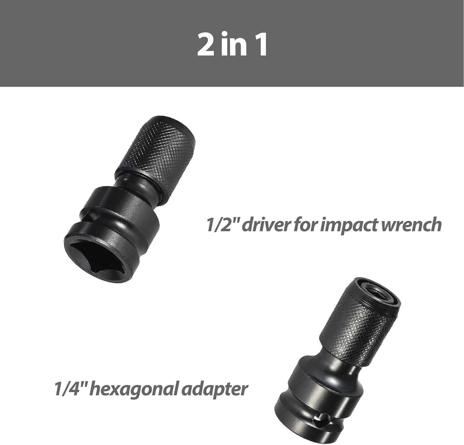 1/2 inch Square Drive to 1/4 inch Hex Female Socket Adapter Converter Chuck Adapter for Impact Air and Electric Wrench