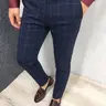 Elegant Men's Plaid Checked Business Pants, Comfortable Breathable All-Season Casual Business Long Pants, Slim Fit Fashion Male Trousers, Classy Trousers, Casual Business Bottoms, Button Pants