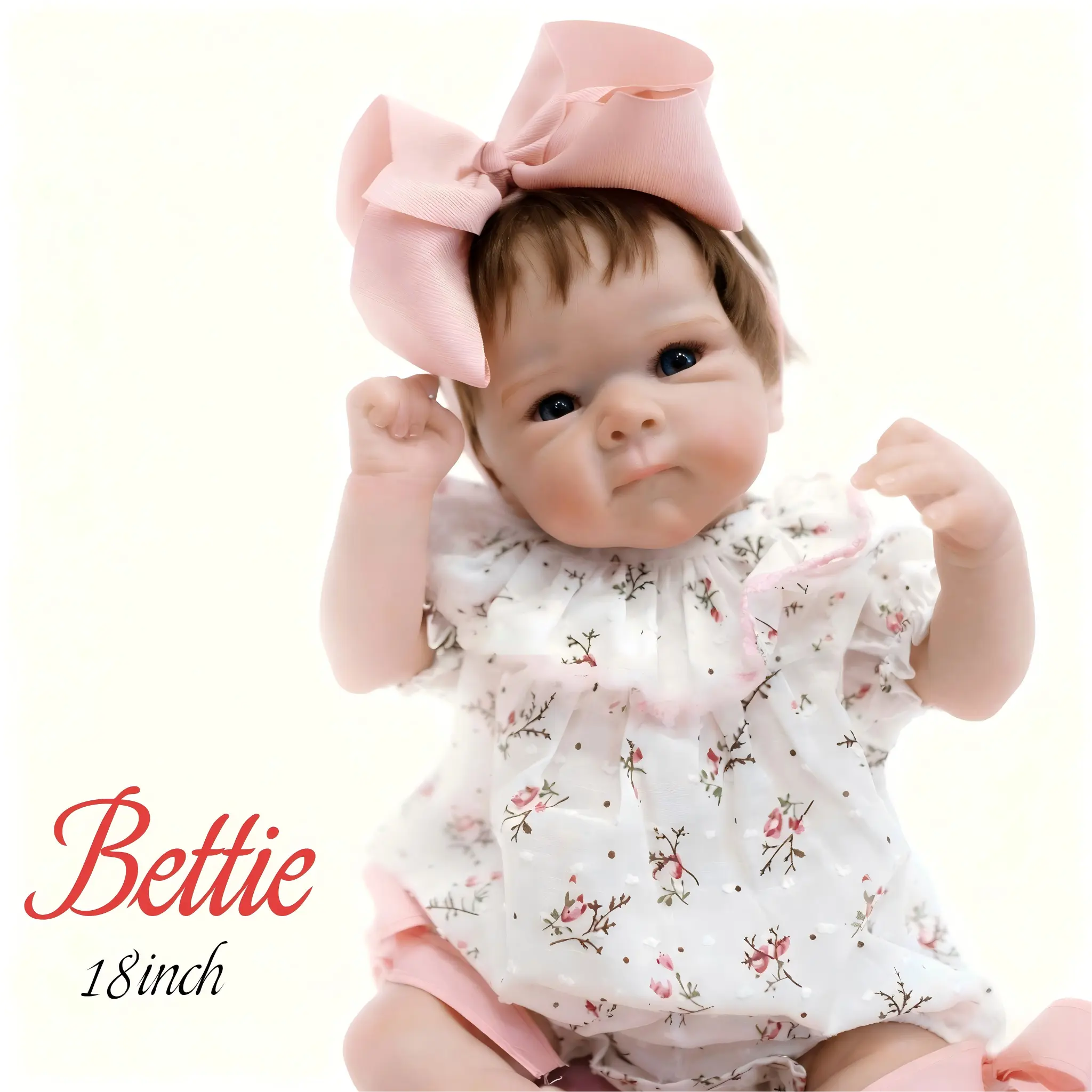 18-Inch Life Sized Reborn Baby Doll Bettie - Rooted Hair, Soft Cloth Body, 2 Outfits, Full Gift Set (Pacifier, Bottle, Diaper, Birth Certificate) for Realistic Newborn Doll Enthusiasts, Life Sized Doll