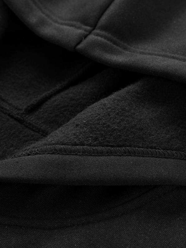 Women's Solid Zip Up Thermal Crop Hoodie, Casual Long Sleeve Hooded Sweatshirt for Winter, Women's Clothing for Daily Wear, Cropped Hoodie