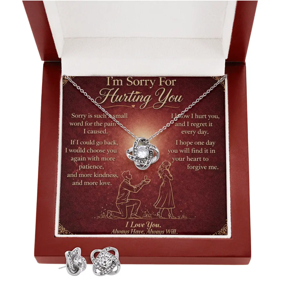 I Am Sorry - Love Knot Earring & Necklace Set