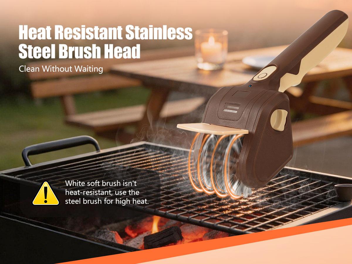 LRLY Electric BBQ Grill Brush, Safe Bristle Free with 2 Replaceable Heads, Cordless Rechargeable, Heavy Duty Fast Clean, Outdoor BBQ Cleaner for All Grill Types, Grill Season 2026