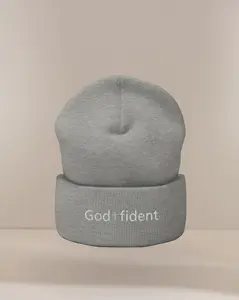 God-fident Beanie | Christian Embroidered Hat | Unisex Faith Winter Apparel for Women & Men