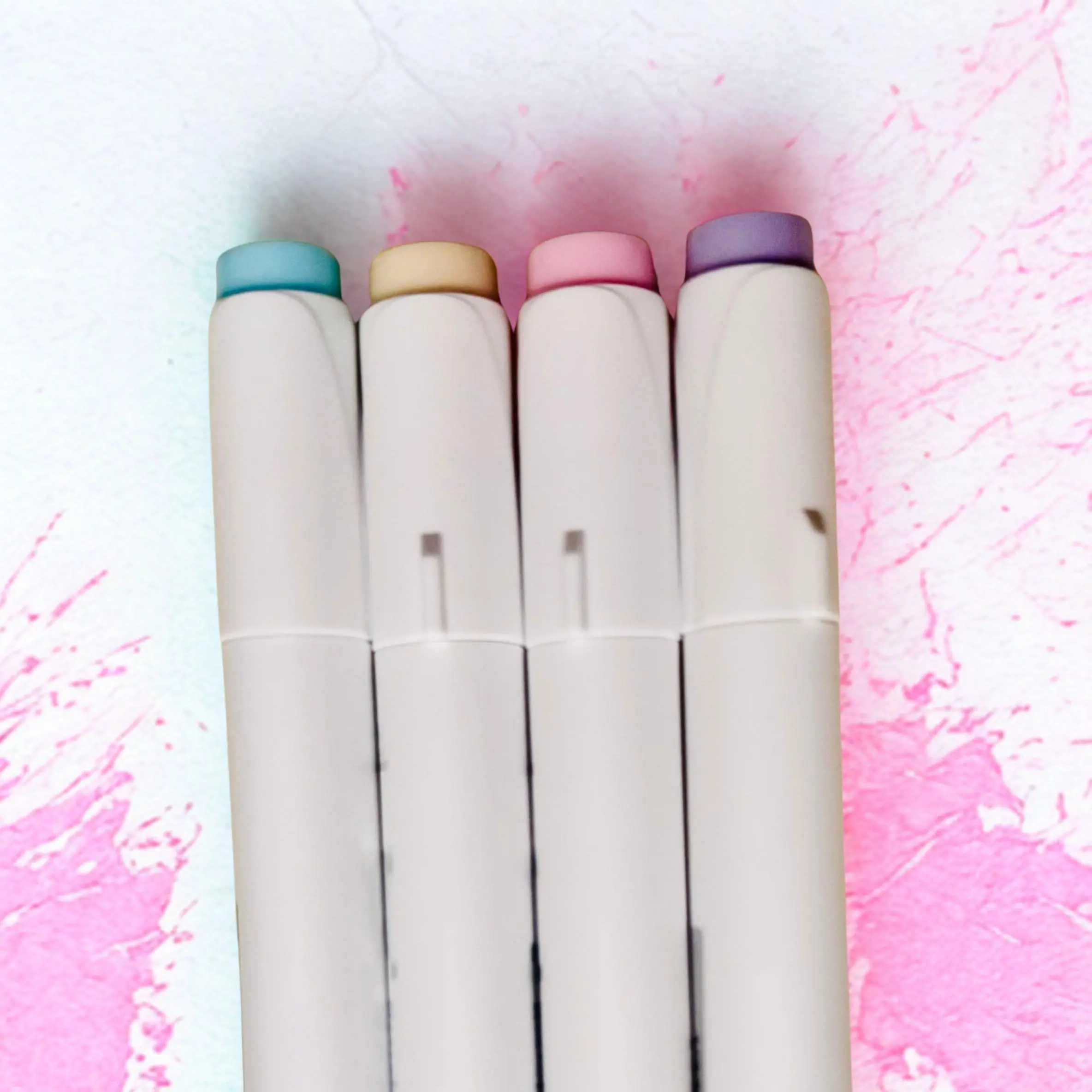 4-Piece Pastel Mystery Colored Pens Set - Dual-Tip Alcohol Ink Specialty Pen, Soft Tip Highlighters for DIY Scrapbooking & Stamping