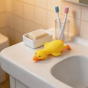 Cute Yellow Duck Stress Relief Toy - Soft Silicone Squeeze-Stretchy Fidget Toy for Anxiety Relief, Kids