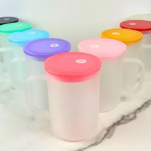 15 oz FROSTED Glass MUG with handle, Wholesale Cup, Reusable Cup, Drinkware, Tumbler, Glassware