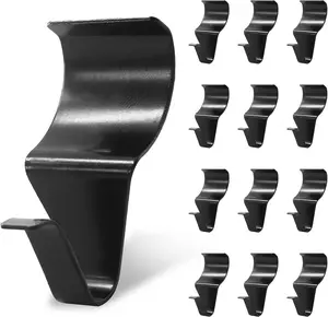 12 Pcs Vinyl Siding Hooks, Heavy Duty Stainless Steel Black Vinyl Siding Hangers, No Hole Needed Low Profile Siding Clips for Hanging Wreath, Outdoor Decorations