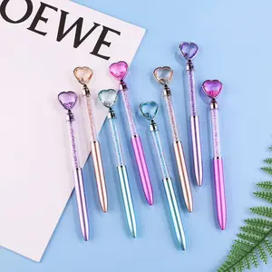 4pcs Diamond Heart Crystal Pen Set, Blue Ink, Perfect for Weddings, Parties, School Supplies, Birthday Gifts, New Condition