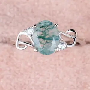 Moss Asymmetrical Design Ring with Sparkle Details | Unique Gift for Her | Promise, Proposal, Anniversary, Valentine, Everyday Wear, Gift