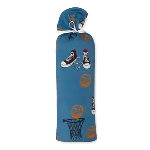 Hoops Swaddle, 45 x 45 XL Baby Swaddle Blanket, 2 Ply Double Side Print, Soft Bamboo Stretch Fabric, Nursing Cover Up + Stroller Cover, Hoops Basketball Print, 45 x 45 in