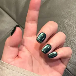 Short Square Cat Eye Look Fake Nail, 30pcs Glossy False Nail with Nail File & Tape, Press on Fake Nail for Women & Girls DIY Nail Art, Nail Tips Art