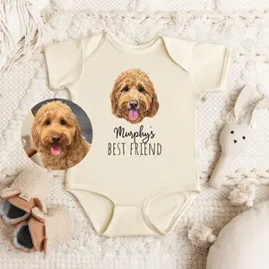 Rabbit Skins Bodysuit Custom Pet Portrait Baby Bodysuit: Personalized Dog Illustration, Cotton Newborn Gift