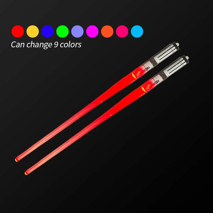 Variable 9 Colors LED Light-Up Chopsticks Set, Dual Pack, Tableware, Food Grade Material, Visual Appeal, Perfect for Concerts, Birthdays, Music Festivals, Camping, Night Markets