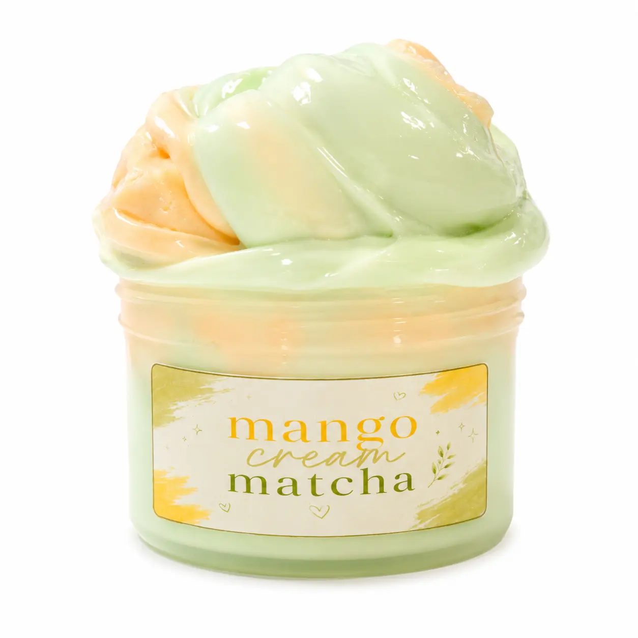 Mango Cream Matcha Slime, Thick & Glossy, 8 oz Stress Reliever Toy for Ages 8+