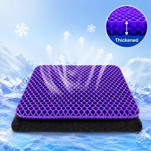 Cooling Gel Seat Cushion, Thickened Honeycomb Design Seat Pad for Sciatica, Tailbone & Hip Support, Non-Slip Cover for Office Chair, Car, Wheelchair