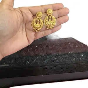 Women's Gold-Toned Traditional Nepali Indian Ram Leela Earrings - Hand-Crafted, Intricate Design, Traditional Ethnic Earrings, Ideal for Festive Occasions, Gold-Toned Traditional Earrings
