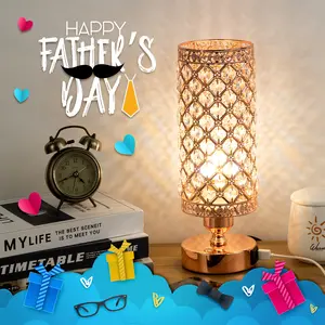 Yarra-Decor Crystal Bedside Table Lamp 3Color Options Lamps for Bedroom Modern USB Nightstand Lamp with Black Chrome Crystal Shade Decorative Lamps for Living Room LED Bulb Included Lighting Christmas gifts Valentine's Day gifts Father's Day gift Grateful