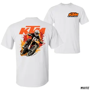 KTM Racing T-Shirt – Features Bold KTM Logo With Motocross Rider In Action Graphic, Unisex Dirt Bike Racing Tee, Extreme Sports Apparel, Gift For Moto Fans, Cotton, Menswear, Tops, Streetwear Casual