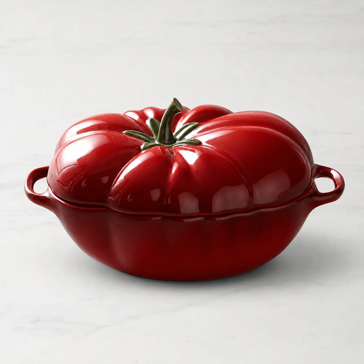 16 oz Tomato-Shaped Stoneware Cocotte – Covered Mini Baking & Serving Dish