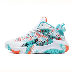 New men's shoes, men's graffiti sneakers, stylish and trendy basketball shoes, fashionable running shoes for students，Stylish and trendy high-top casual basketball shoes: breathable, shock-absorbing, and comfortable athletic shoes