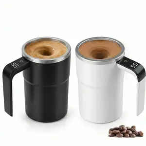Electric Self-Stirring Coffee Mug, Self-Stirring Coffee Mug - Electric Automatic Mixing Cup for Coffee, Protein Shake, Hot Cocoa - USB Rechargeable, Easy Clean, Perfect Gift for Office & Home (Black/White)
