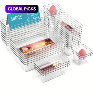 Transparent Plastic Drawer Organizer Set, Desktop Drawer Dividers, Makeup Jewelry Storage Box, Home Accessories, Cosmetic Organizing Box, Cosmetics Organizer Storage, Clear Storage Box