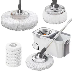 Automatic Spin Mop Bucket Set with 6 Microfiber Refills