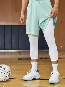 Basketball Compression 3/4 Tights For Men, Quick Dry High Elasticity Workout Pants, Leggings For Running & Fitness