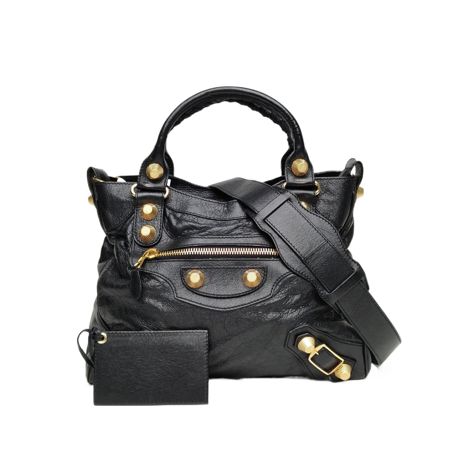 Pre-owned Balenciaga leather Tote Bags 【Zanna】CLASSIC VELO 34 Motorcycle Bag Black S Gold Clasp