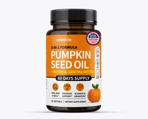 Celestrie 3-in-1 Pumpkin Seed Oil Capsules with Biotin & Saw Palmetto (3000mg) for Hair Growth, Radiant Skin, Prostate, Bladder, Immune & Urinary Support - 2 Month Supply